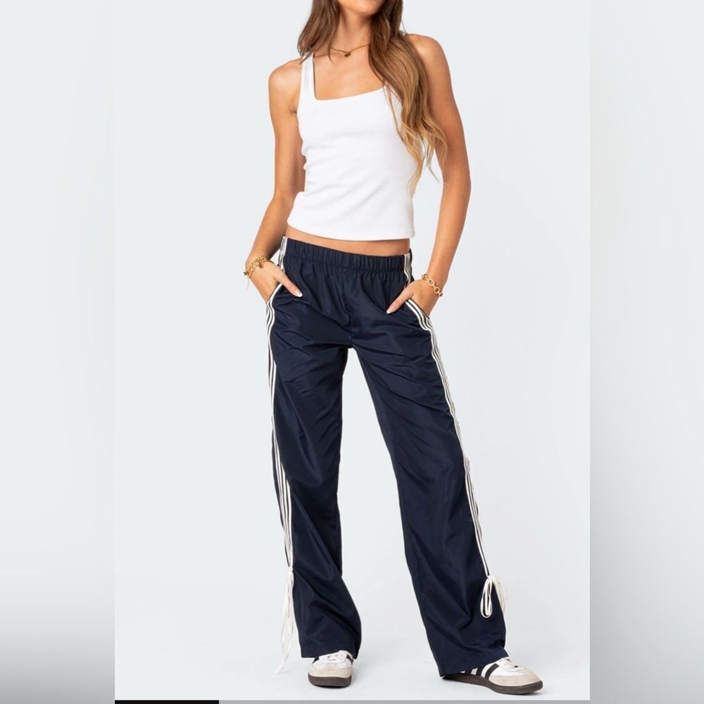 Edikted Remy Bow Ribbon Track Pants Size Large